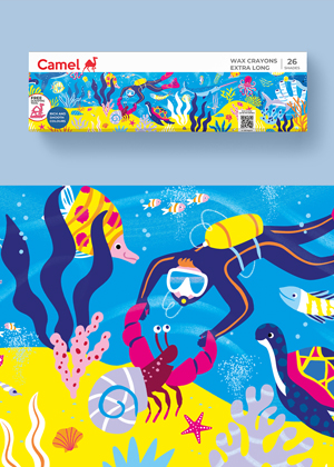 Packaging illustrations for Kokuyo Camlin